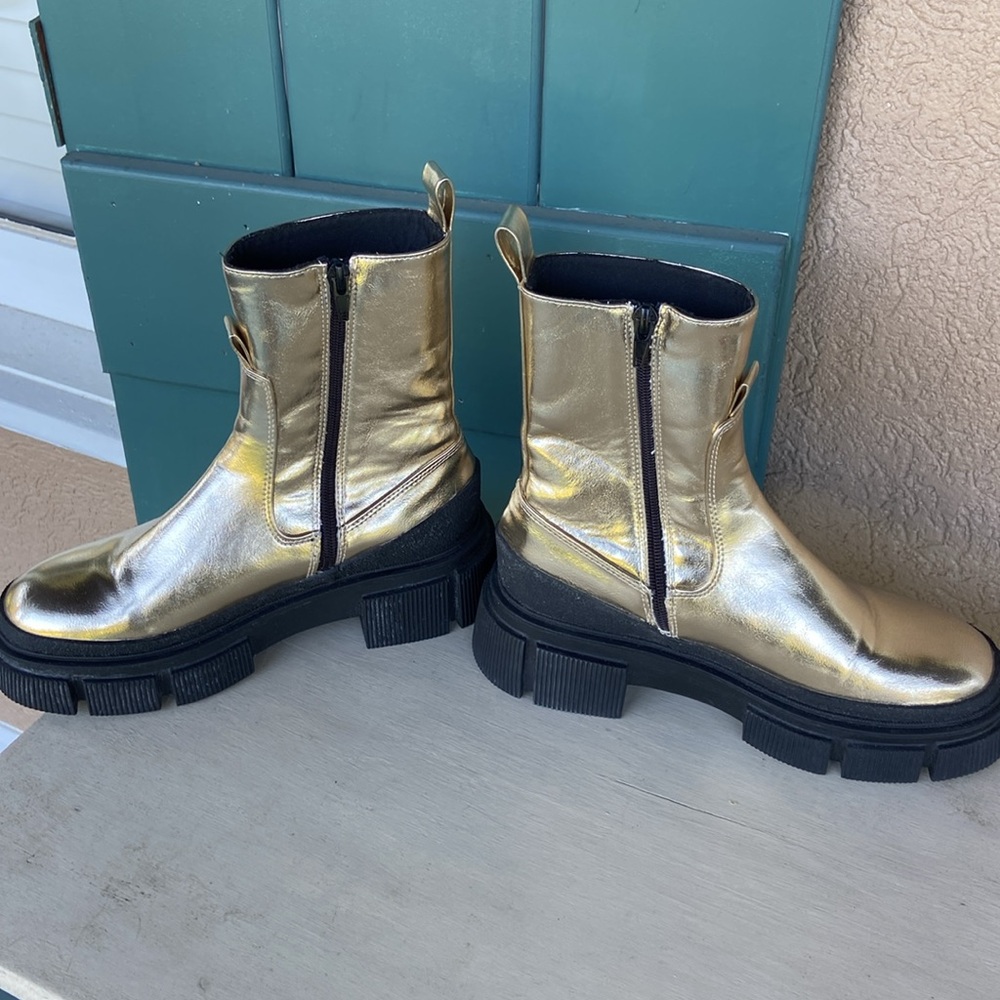 ZARA Gold platform lug sole boots. Size 36‎ - Picture 3 of 8